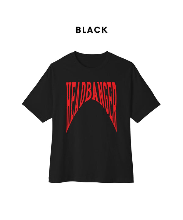 "HEADBANGER" Oversized T-Shirt – White & Black | 180 GSM Heavyweight Music-Inspired Streetwear