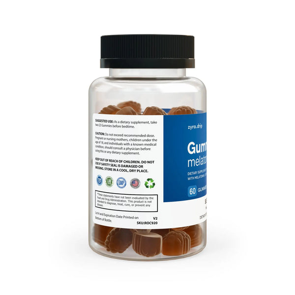 Zyra Drip Melatonin Sleep Gummies – Non-GMO Sleep Support (60 Count)